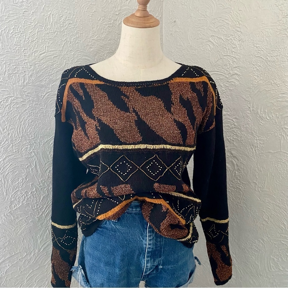 Vintage 90's Native Nits Beaded Sweater
